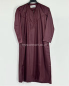 Maroon Silky Boys Thobe Jubba Collarless with Zip Size 38
