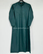 Teal Green Silky Boys Thobe Jubba Collarless with Zip Size 42