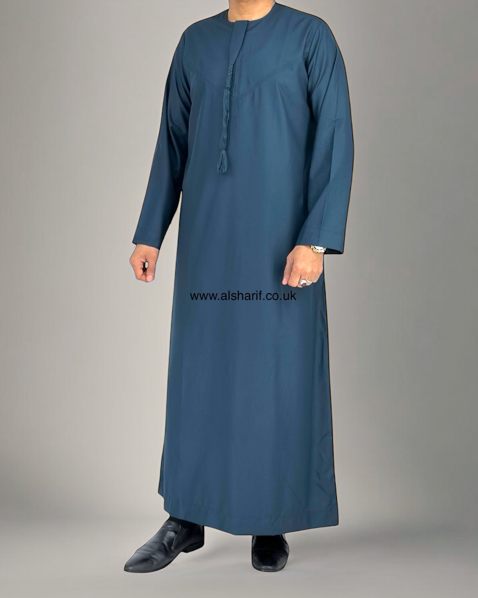 Midnight Blue Matte Thobe Collarless With Tassel & Zip (Size 60) 