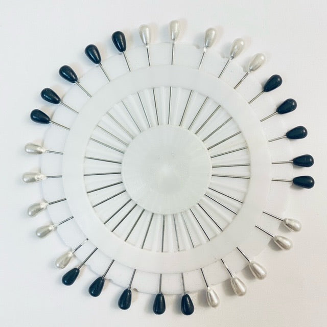 Set of 30 Black & White Hijab Pins 5.5cm Long #10 - AL SHARIF STORE